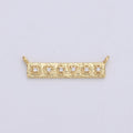 24K Gold plated Rustic Geometric Shape Connector with Micro Pave Multi Color Cubic Charm double bail for Necklace or Bracelet F-358 F-359