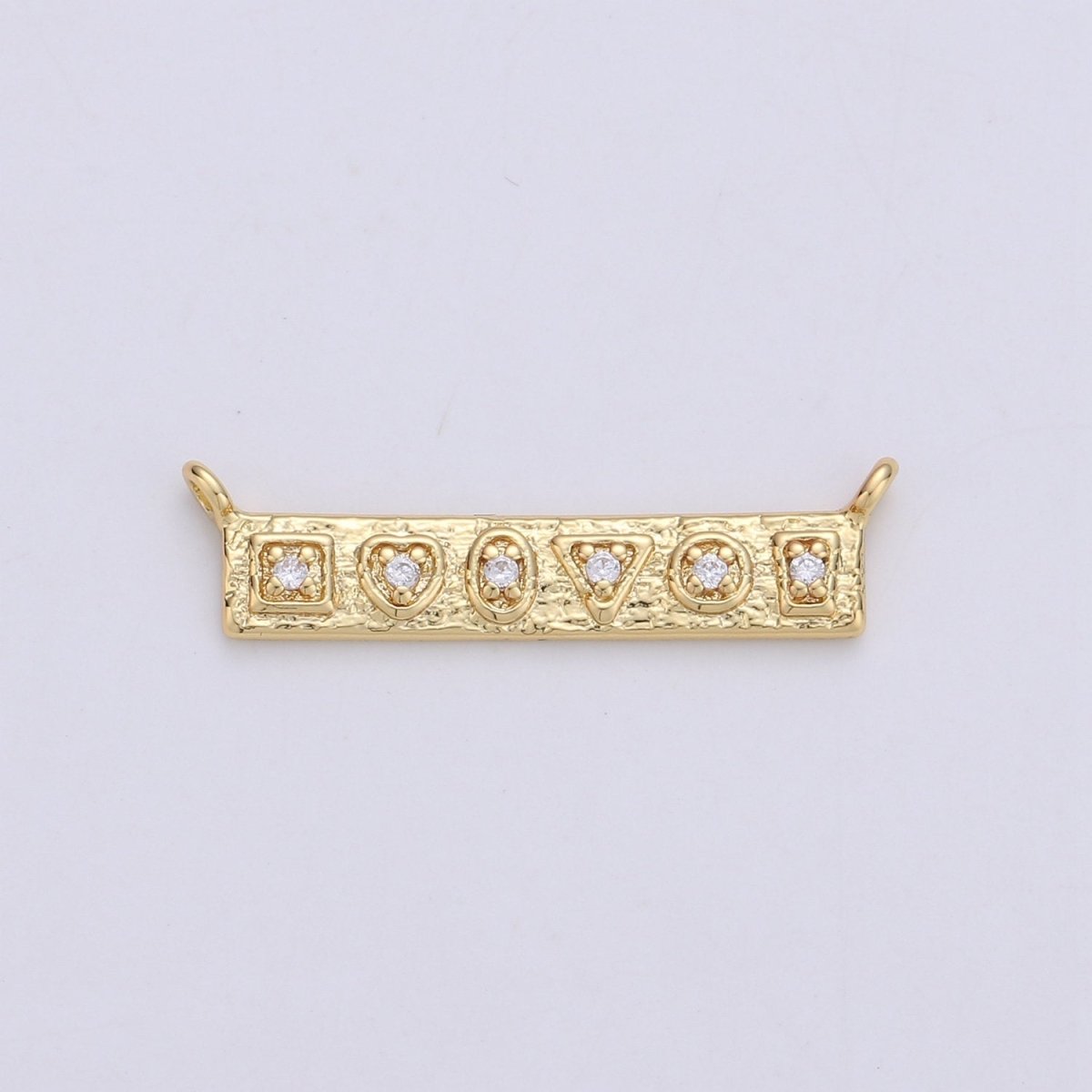 24K Gold plated Rustic Geometric Shape Connector with Micro Pave Multi Color Cubic Charm double bail for Necklace or Bracelet F-358 F-359