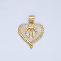 24K Gold plated Saint Jude Shell Pearl Micro Paved CZ Open Heart Pendant | AH178 - DLUXCA