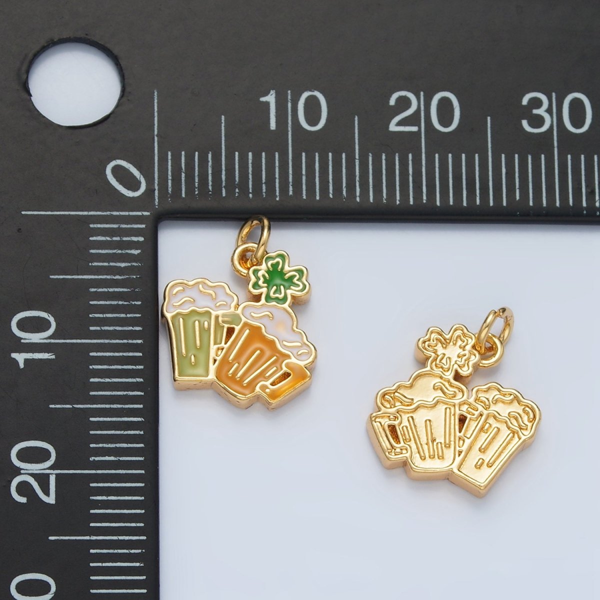 24K Gold plated Saint Patrick's Day Beer Alcohol Drink Charm in Gold & Silver | N873
