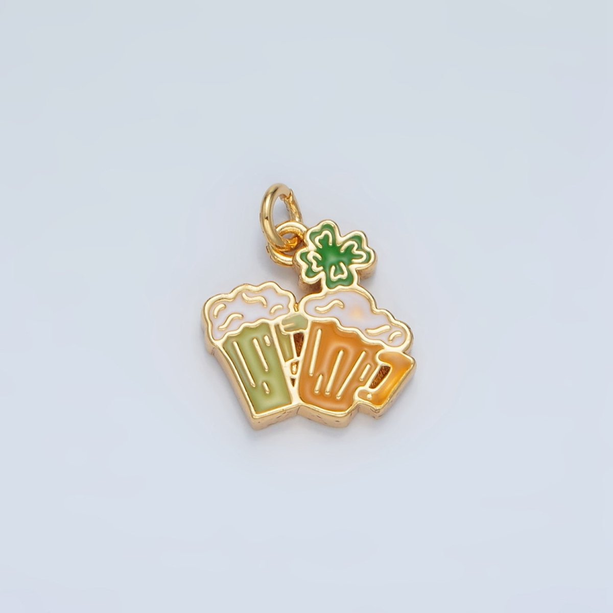 24K Gold plated Saint Patrick's Day Beer Alcohol Drink Charm in Gold & Silver | N873