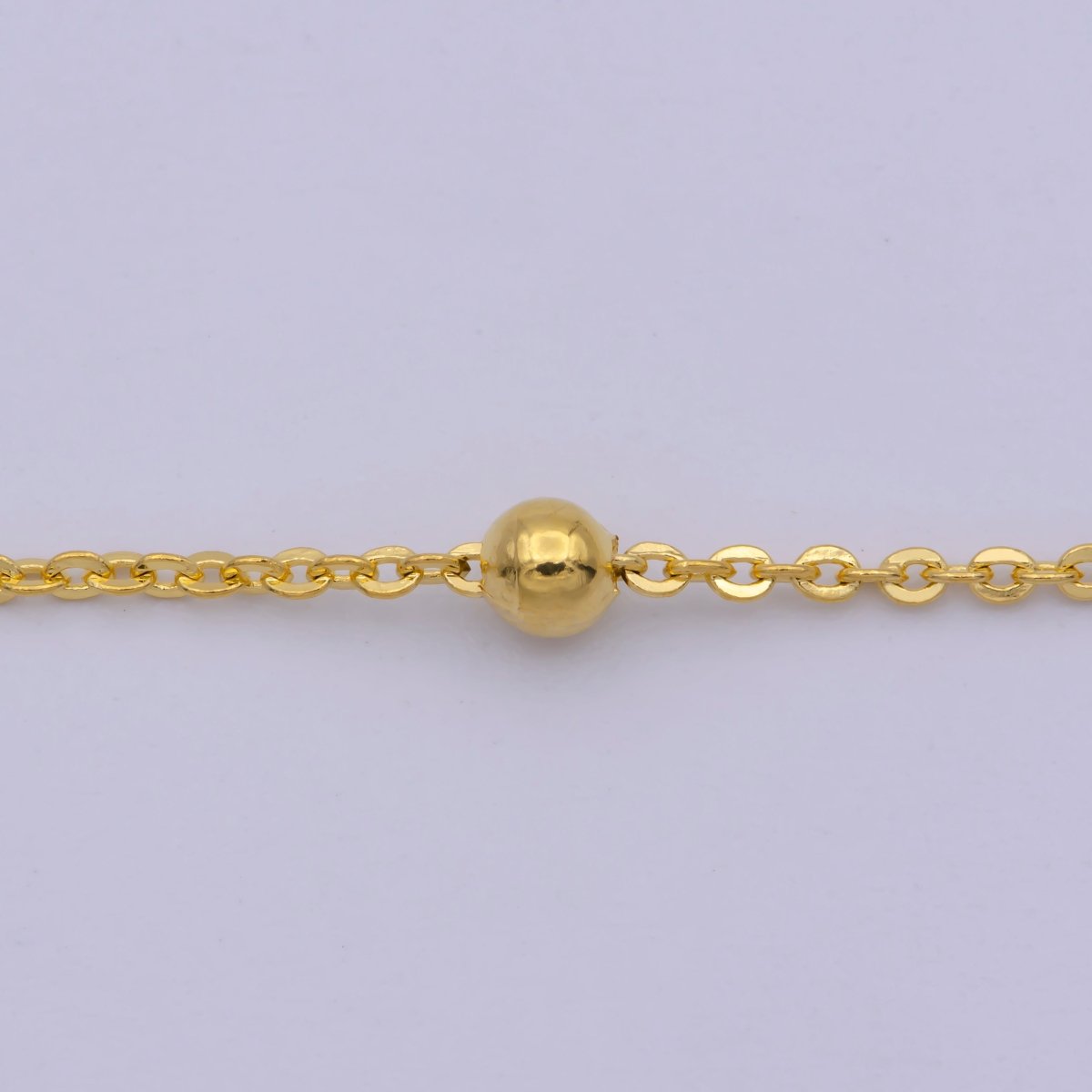 24K Gold plated Satellite Chain Necklace, 17.5 Inch Cable Chain Necklace, Dainty 1.2mm Ball Necklace w/ M Clasp | WA-471 Clearance Pricing - DLUXCA