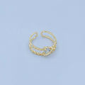 24K Gold plated Saturn Planet Space Star CZ Double Band Ring | O819 - DLUXCA
