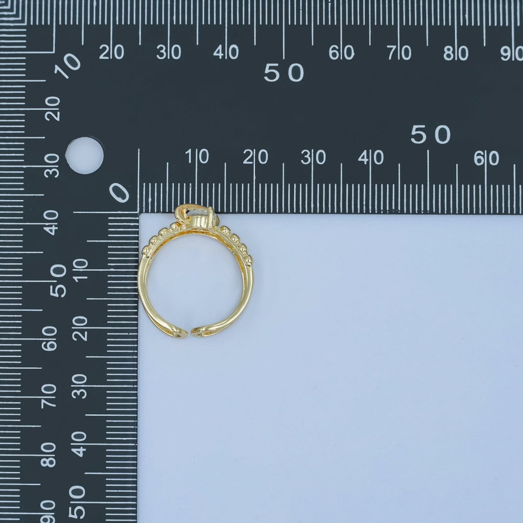 24K Gold plated Saturn Planet Space Star CZ Double Band Ring | O819 - DLUXCA