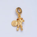 24K Gold plated Scarecrow "Love Family" Script Rhondelle Drop Pendant | X587 - DLUXCA