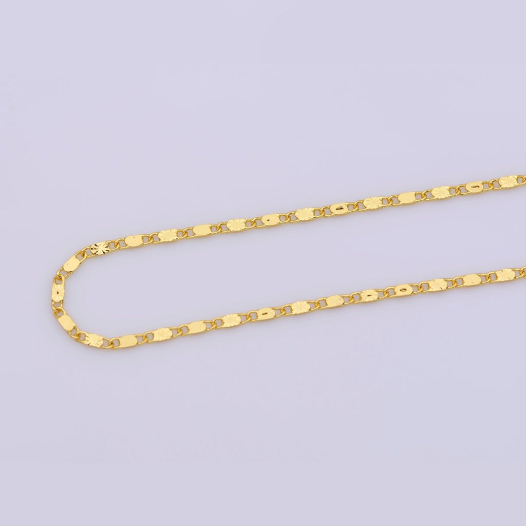24K Gold plated Scroll Chain Necklace, 17.7 inch Designed Finished Chain For Jewelry Necklace Making, Dainty 1.5mm Designed Necklace w/ Lobster Clasps | CN-776  Clearance Pricing