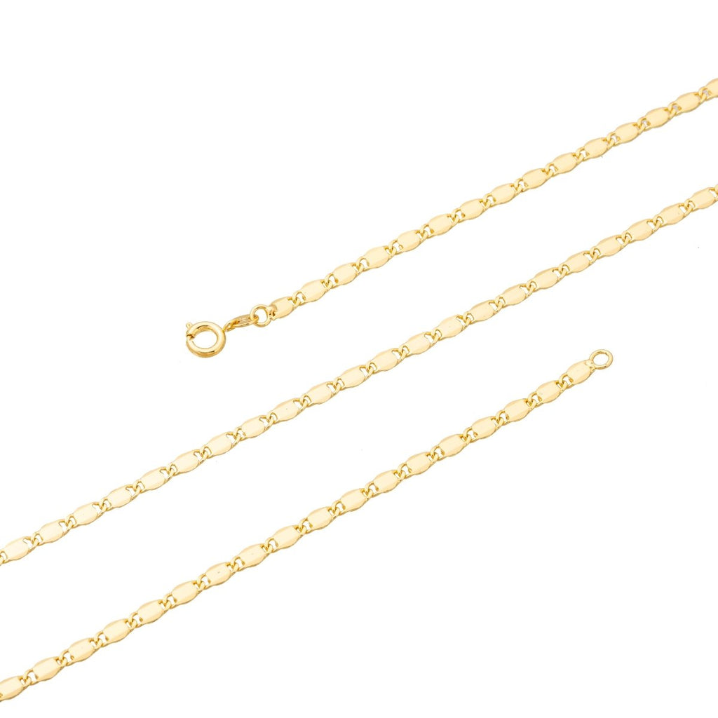 24K Gold plated Scroll Necklace Chain, 23.5 inch Designed Finished Chain Necklace For Jewelry Making, 3.1mm Width Designed Necklace w/ Spring Ring | CN-169 Clearance Pricing - DLUXCA