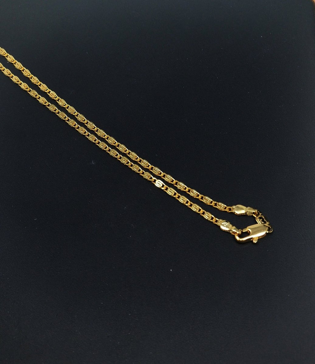 24K Gold plated Scroll Snail Chain Necklace, 19.5 inch Snail Finished Chain Necklace For Jewelry Making, Dainty 2.2mm Snail Necklace w/ Lobster Clasps | CN-274 Clearance Pricing - DLUXCA