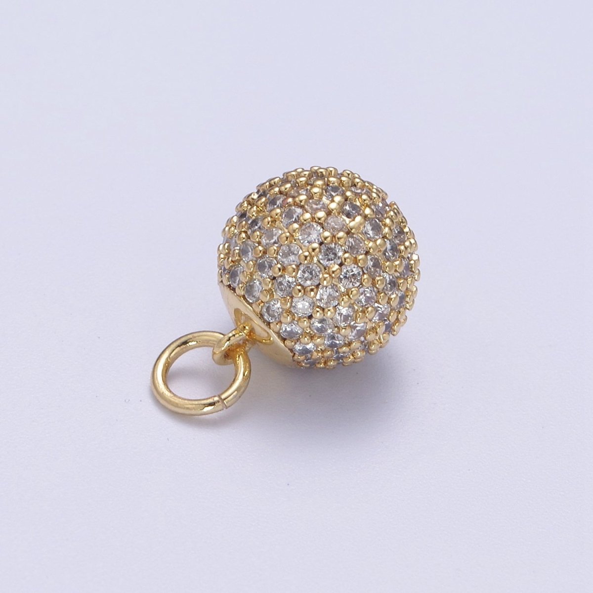 24K Gold plated Shambala Bead Ball Green, Black, Blue, Fuchsia, Turquoise, Clear, Silver Micro Paved CZ Charm N-314 - N-320 - DLUXCA