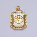 24K Gold plated Shell Pearl, Abalone Tag Tile Compass Baguette Octagonal Charm E-743 N-390 - DLUXCA