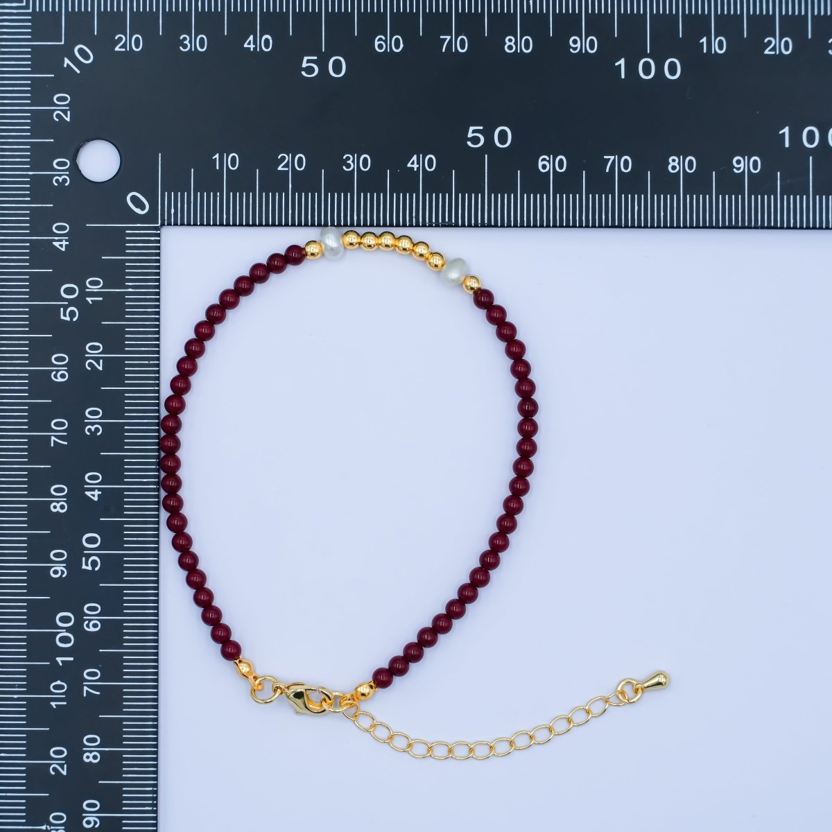 24K Gold plated Shell Pearl Bead Carnelian Gemstone 7.5 Bracelet | WA - 2879 