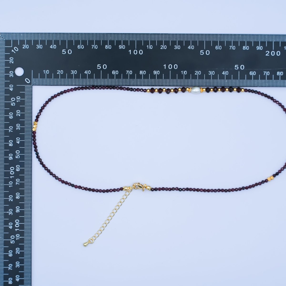 24K Gold plated Shell Pearl Bead Carnelian Red Multifaceted Crystal Gemstone 18 Inch Necklace | WA - 2878 