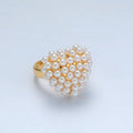 24K Gold plated Shell Pearl Beaded Bubble Heart Signet Ring | O1396 - DLUXCA