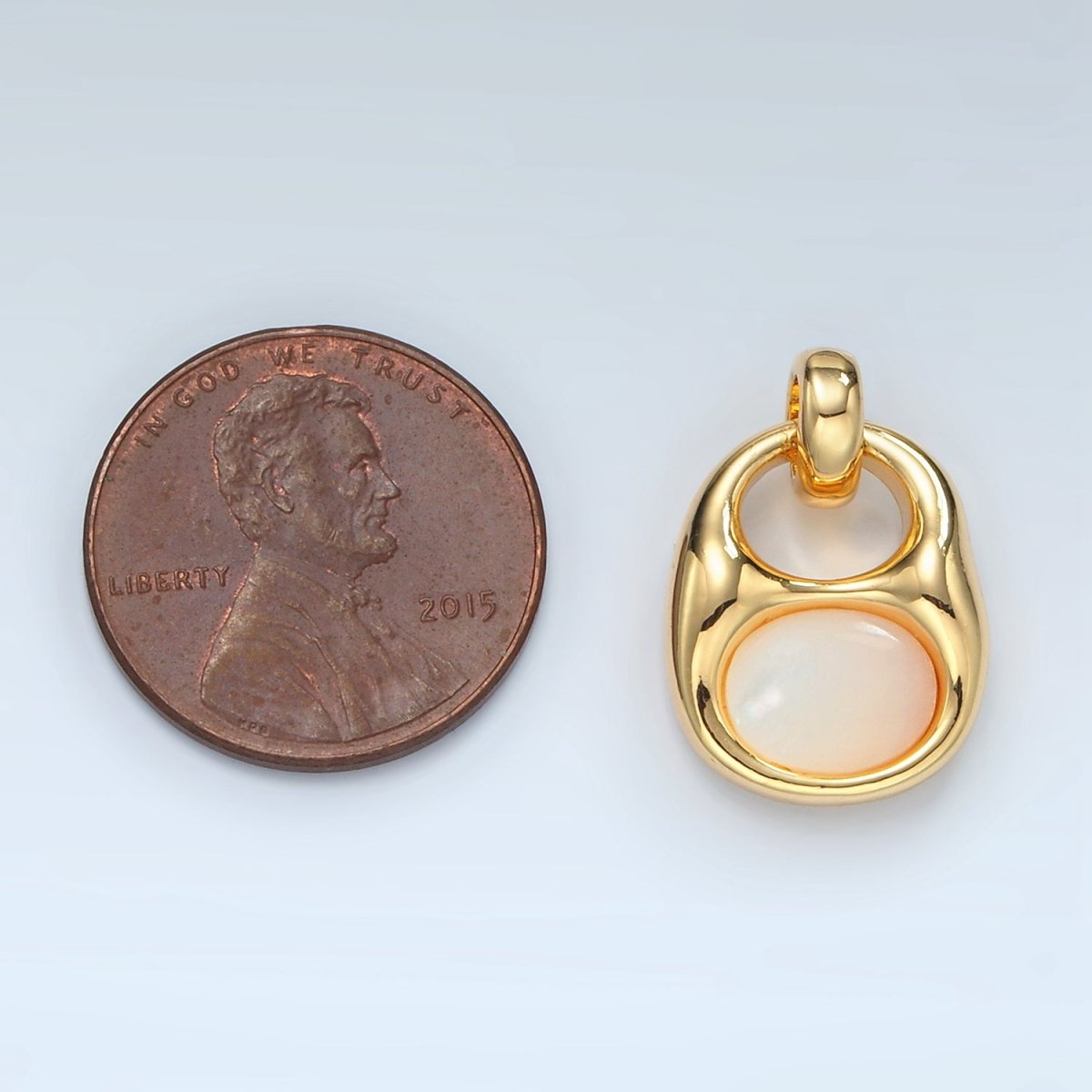 24k Gold plated Shell Pearl Bezel Can Opener Charm | D699 - DLUXCA