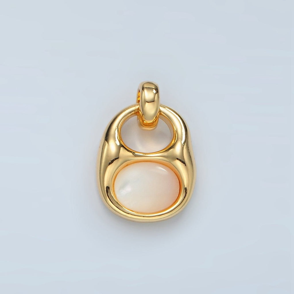 24k Gold plated Shell Pearl Bezel Can Opener Charm | D699 - DLUXCA