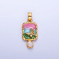 24K Gold plated Shell Pearl Butterfly CZ Multicolor Enamel Molten Pendant | AA1037 - DLUXCA