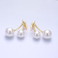 24K Gold plated Shell Pearl Cherry Fruit Stud Earrings in Gold & Silver | AB868 - DLUXCA