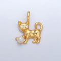 24K Gold plated Shell Pearl CZ Cat Pet Animal Pendant | AA941 - DLUXCA