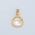 24K Gold plated Shell Pearl Geometric Bezel Pendant | H457 - DLUXCA