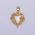 24K Gold plated Shell Pearl Gold Molten Drip Heart Pendant | AA109 - DLUXCA