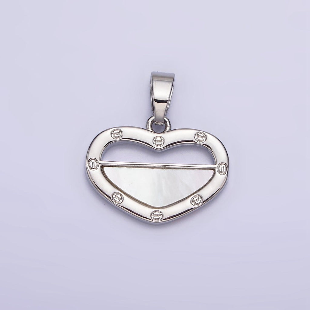 24K Gold plated Shell Pearl Half Open Heart Screw Pendant in Gold & Silver | AA564 AA565