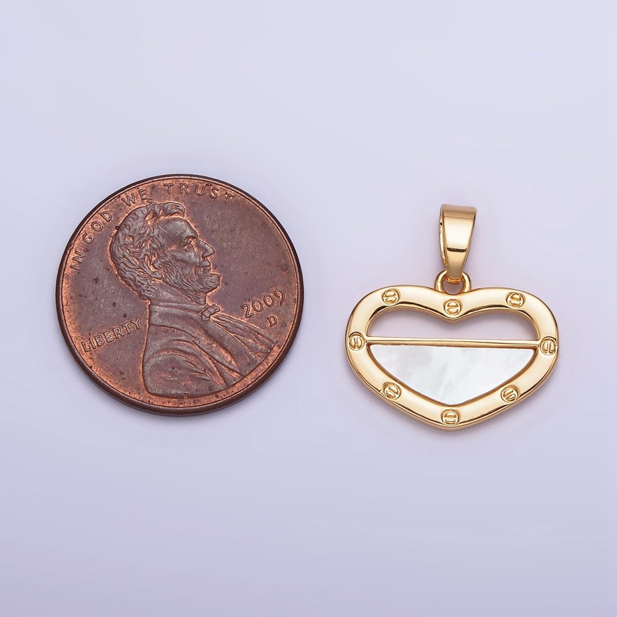 24K Gold plated Shell Pearl Half Open Heart Screw Pendant in Gold & Silver | AA564 AA565