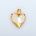 24K Gold plated Shell Pearl Heart Bezel Pendant | H498 - DLUXCA