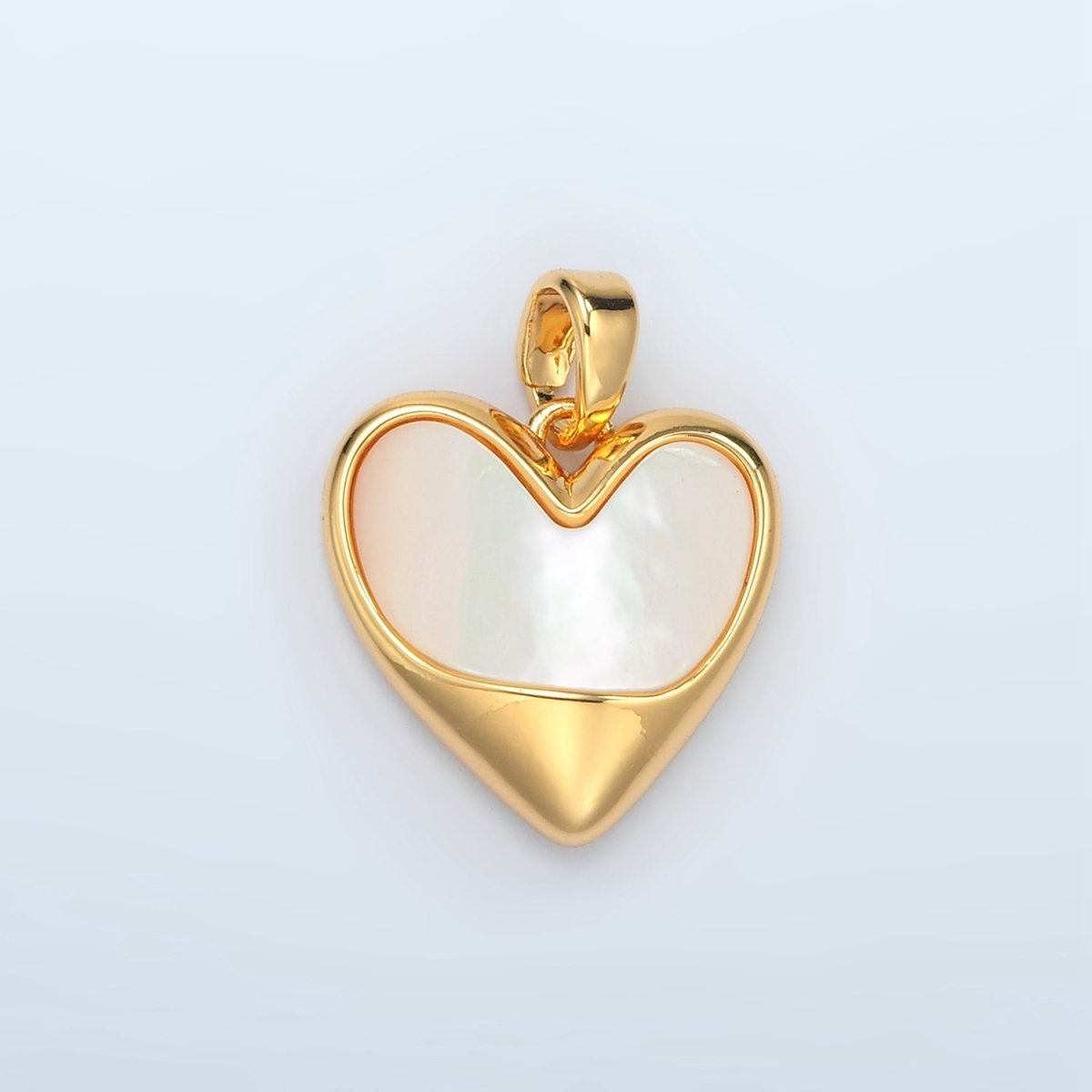 24K Gold plated Shell Pearl Heart Bezel Pendant | H498 - DLUXCA