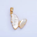 24K Gold plated Shell Pearl Micro Paved CZ Butterfly Pendant | AA1022 - DLUXCA
