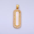 24K Gold plated Shell Pearl Micro Paved CZ Lined Rectangular Tag Pendant | AA1204 