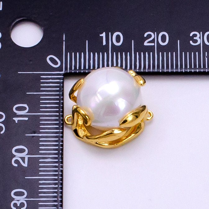 24K Gold plated Shell Pearl Molten Drip Connector | G627 - DLUXCA