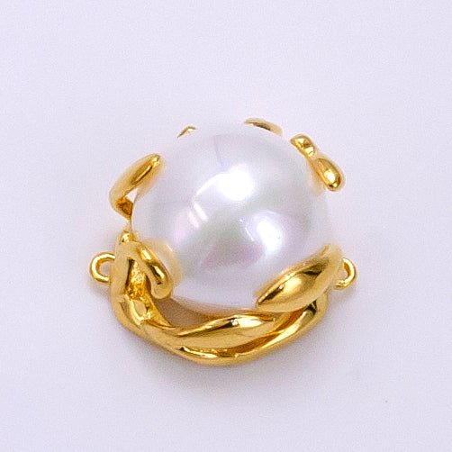 24K Gold plated Shell Pearl Molten Drip Connector | G627 - DLUXCA