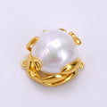 24K Gold plated Shell Pearl Molten Drip Connector | G627 - DLUXCA