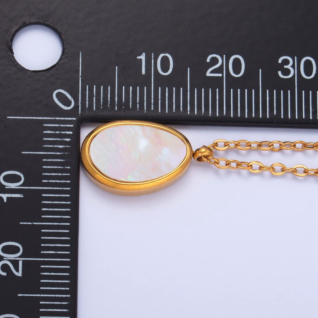 24K Gold plated Shell Pearl Oval Cable 18 Inch Necklace w. 2 Inch Extender | WA - 2658 - DLUXCA