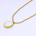 24K Gold plated Shell Pearl Oval Cable 18 Inch Necklace w. 2 Inch Extender | WA - 2658 - DLUXCA