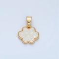 24K Gold plated Shell Pearl Pet Paw Print Animal Bezel Pendant | I808 - DLUXCA