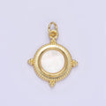 24K Gold plated Shell Pearl Spiked Dotted Round Charm | E366 - DLUXCA