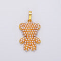24K Gold plated Shell Pearl Teddy Bear Animal Pendant | AA1006 - DLUXCA