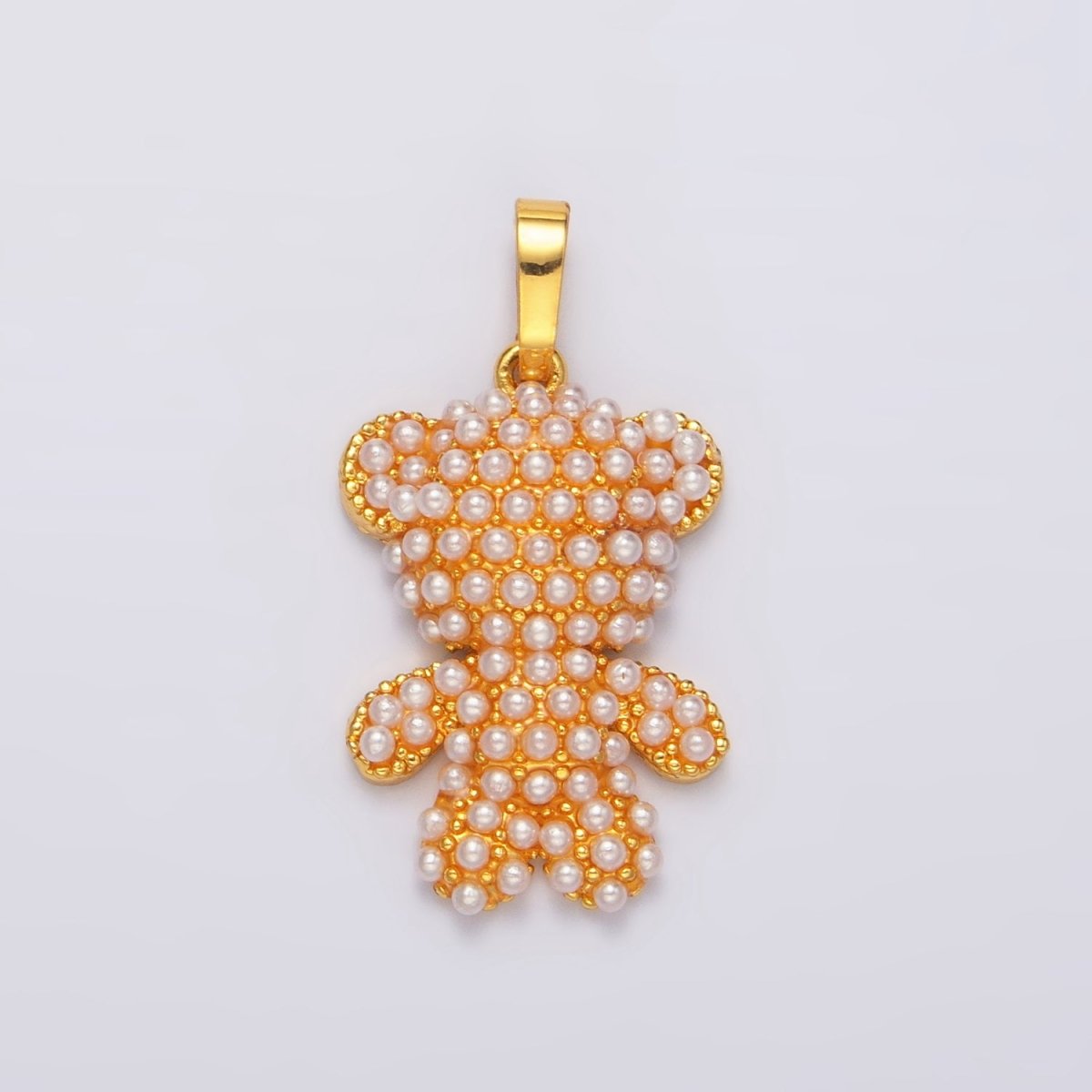 24K Gold plated Shell Pearl Teddy Bear Animal Pendant | AA1006 - DLUXCA