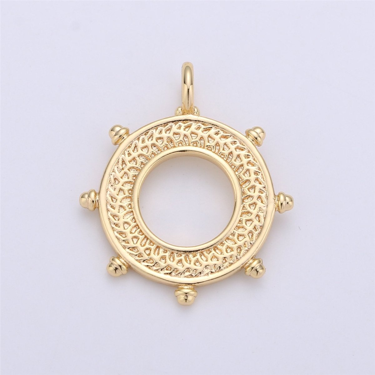 24k Gold plated Ship Wheel Charms Helm Charms for Earring Bracelet Necklace Pendants Nautical Jewelry C-663 - DLUXCA