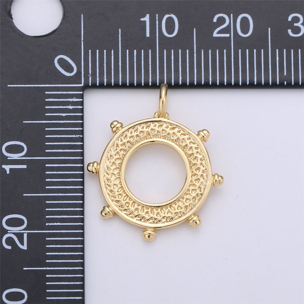 24k Gold plated Ship Wheel Charms Helm Charms for Earring Bracelet Necklace Pendants Nautical Jewelry C-663 - DLUXCA