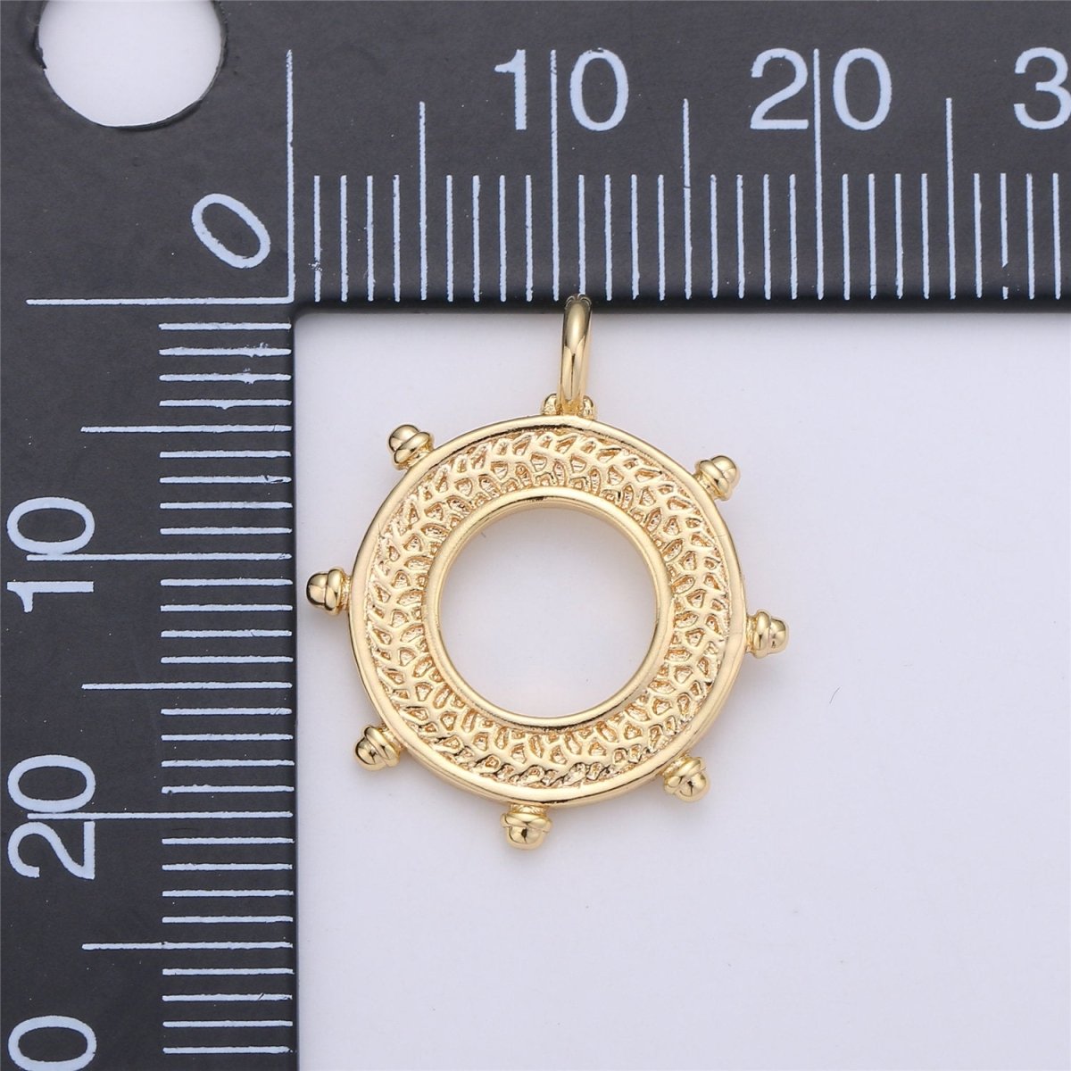 24k Gold plated Ship Wheel Charms Helm Charms for Earring Bracelet Necklace Pendants Nautical Jewelry C-663 - DLUXCA