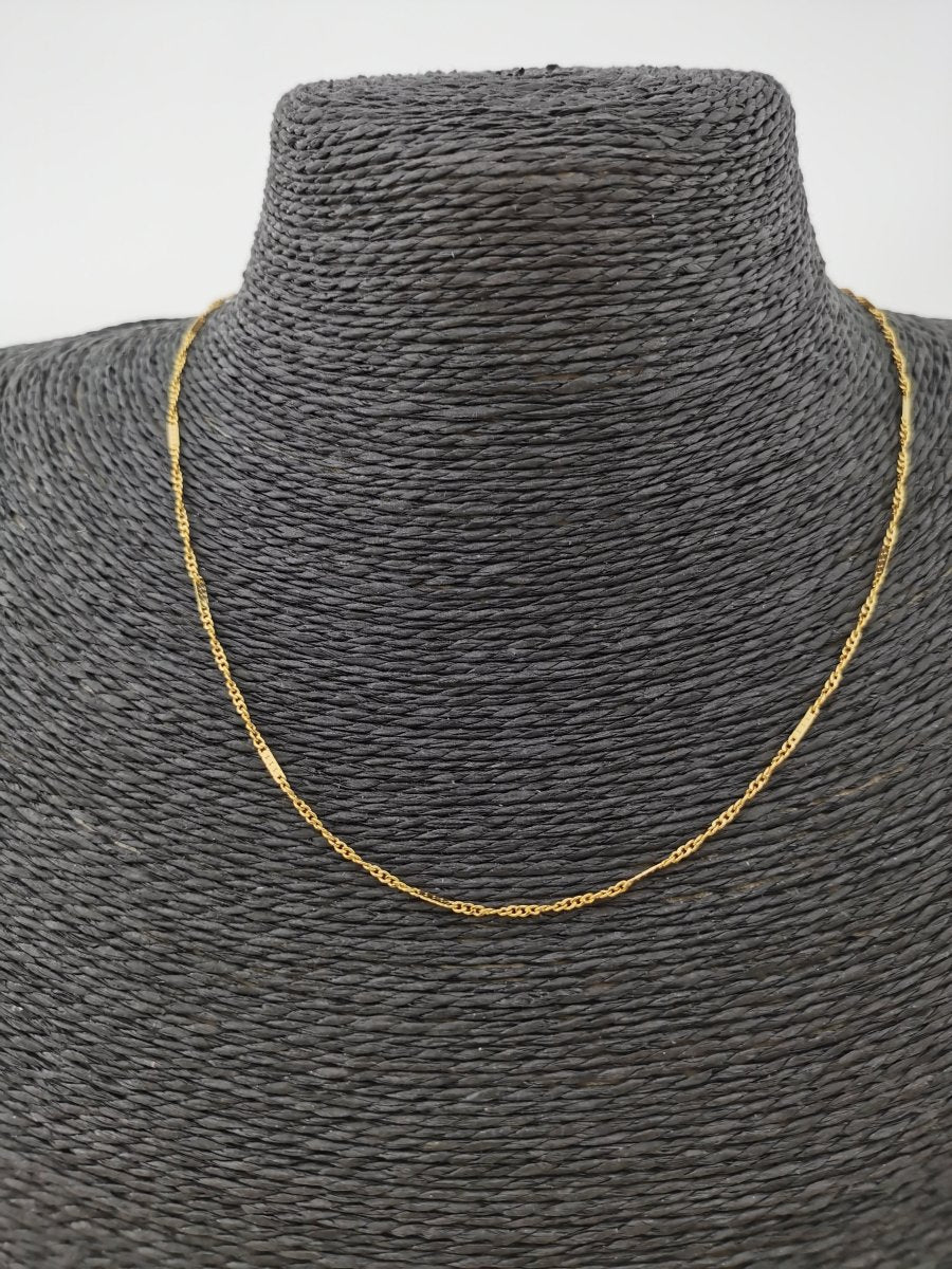 24K Gold plated Singapore Necklace Chain, 17.5 Inch Singapore Finished Necklace For Jewelry Making, Dainty 1.5mm Singapore Necklace w/ Spring Ring | CN-330 Clearance Pricing - DLUXCA