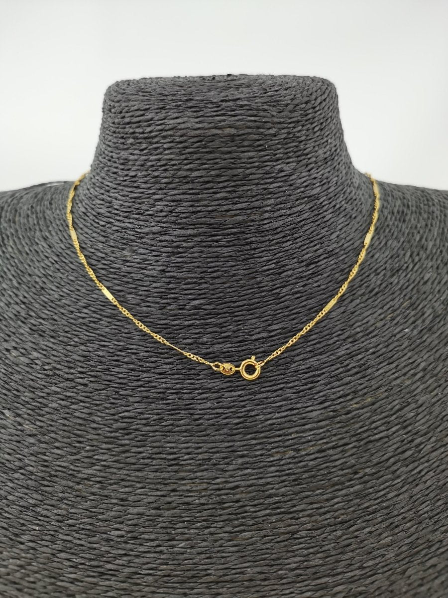24K Gold plated Singapore Necklace Chain, 17.5 Inch Singapore Finished Necklace For Jewelry Making, Dainty 1.5mm Singapore Necklace w/ Spring Ring | CN-330 Clearance Pricing - DLUXCA