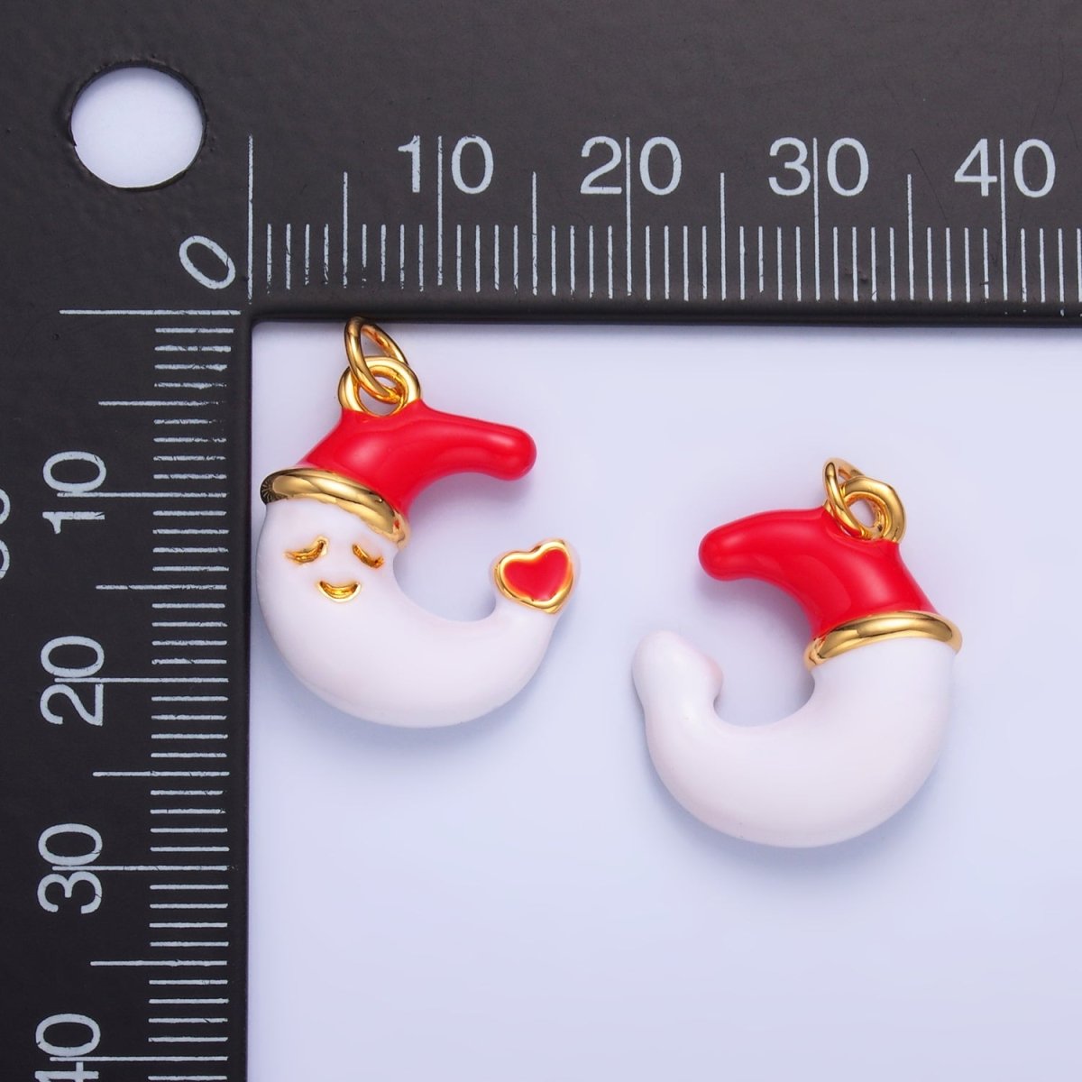 24K Gold plated Sleepy Celestial Star, Crescent Moon Enamel Charm | W451 W452 