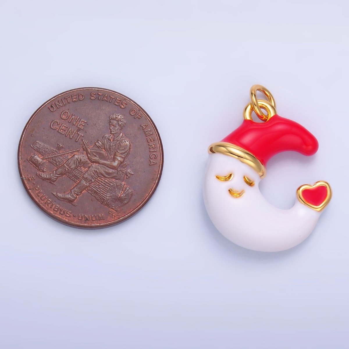 24K Gold plated Sleepy Celestial Star, Crescent Moon Enamel Charm | W451 W452 