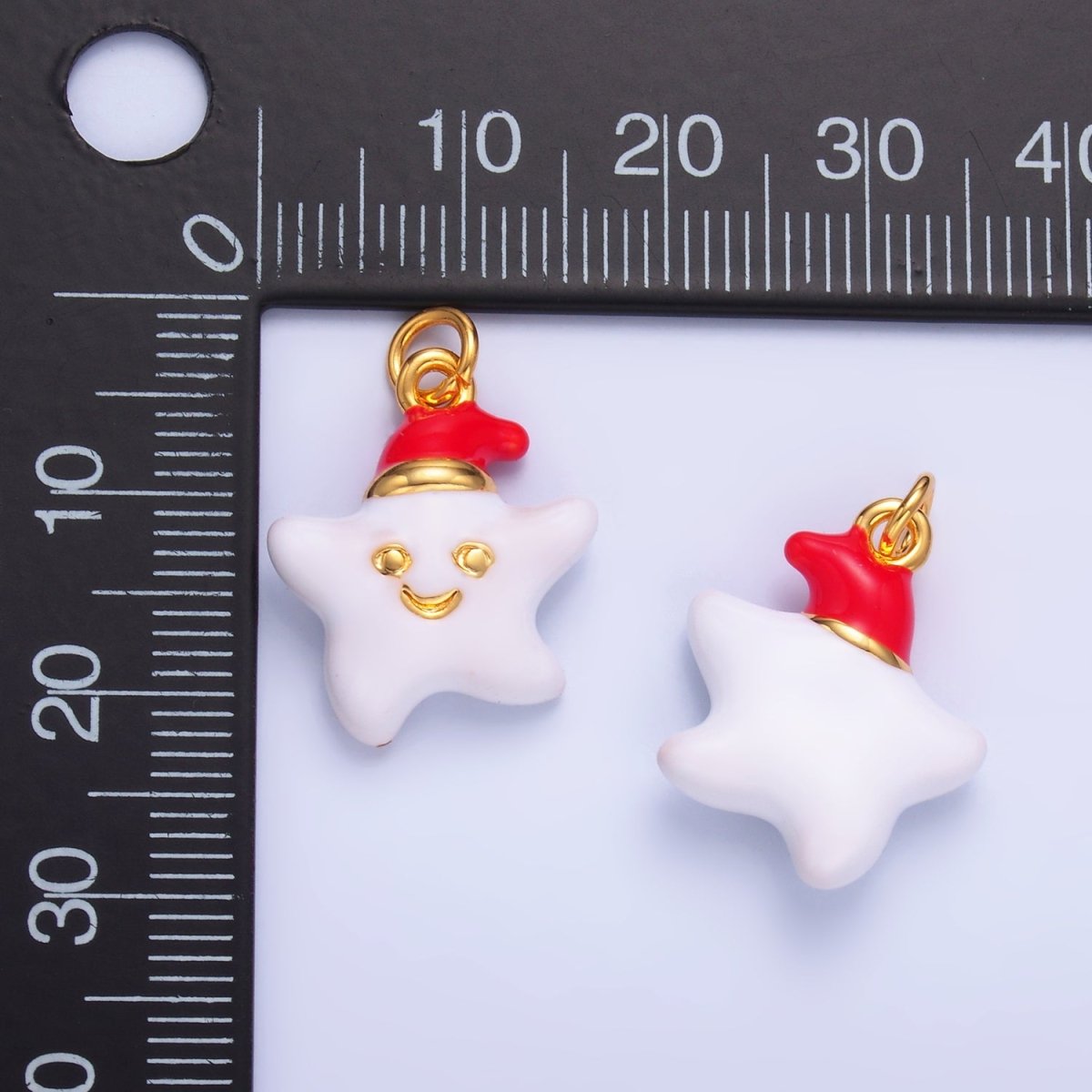 24K Gold plated Sleepy Celestial Star, Crescent Moon Enamel Charm | W451 W452 