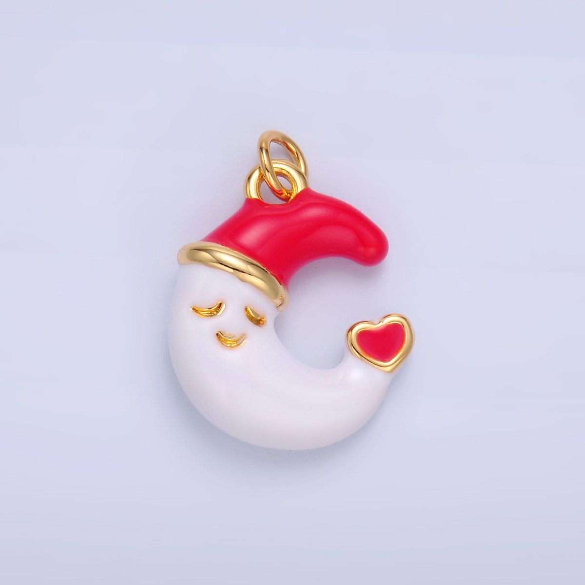 24K Gold plated Sleepy Celestial Star, Crescent Moon Enamel Charm | W451 W452 