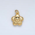 24K Gold plated Smiley Face Flower Puffed Charm | AC167 - DLUXCA