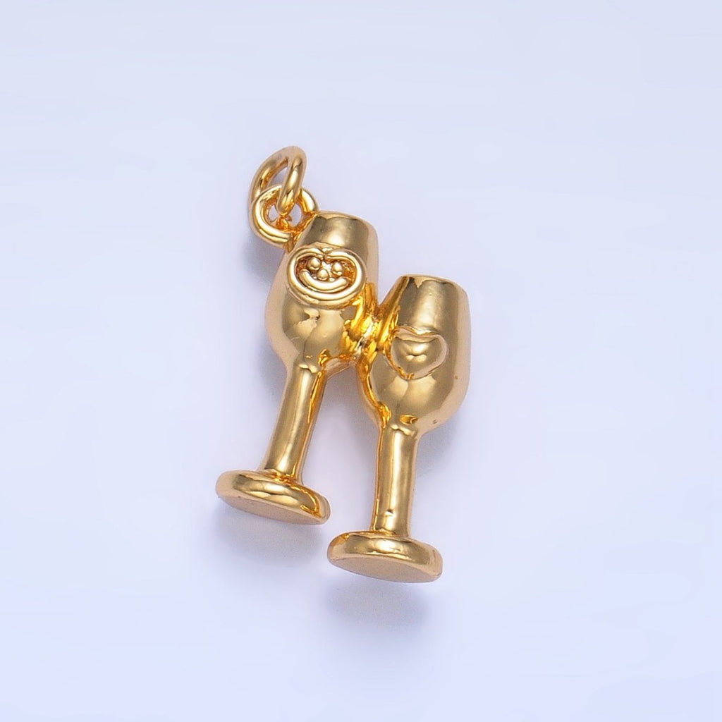 24K Gold plated Smiley Face Heart Wine Cup Charm | W102 - DLUXCA